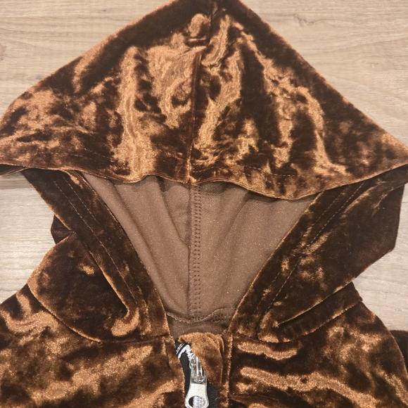 NWOT Girls Fall Brown Velour & Ruching Matching Jacket & Leggings Set Size 5 - Picture 3 of 16